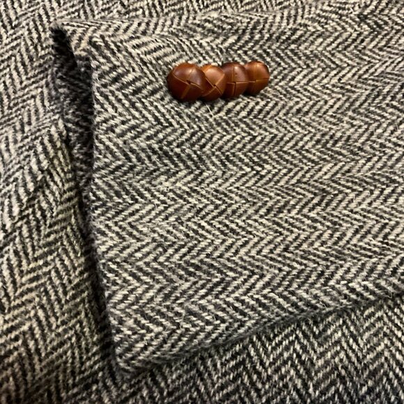 Vtg Harris Tweed Sport Coat Sz 44XXL Black Gray Handwoven 100% Scottish Wool - Picture 3 of 9